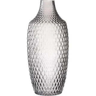 Leonardo Poesia Tisch-Vase, handgefertigte Deko-Vase in Grau, ovale Blumen-Vase aus Glas, Tisch-Dekoration mit Relief-Optik, 30 cm hoch, 018679