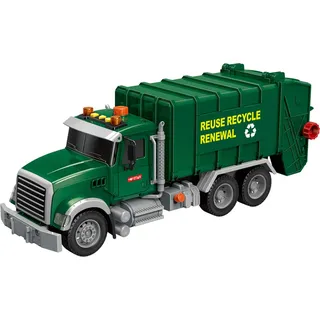 Luna Müllwagen Mega Truck LKW Lastwagen m. Funktion Licht Sound inkl. Mülltonnen - Grün, Silber