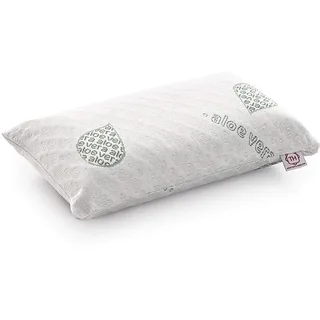 Textilhome – Reisekissen 43x24 cm | Ergonomisches Nackenkissen aus Memory-Foam mit Aloe Vera Bezug, atmungsaktiv & waschbar, inklusive Tragetasche | Flugzeug, Zug, Camping.