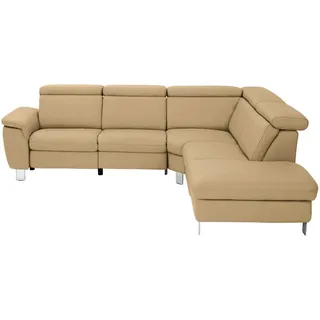 Cantus Ecksofa , Hellbraun , Leder , Echtleder , Rindleder , Uni , Ottomane rechts, L-Form , 271x239 cm , Typenauswahl, Bettkasten erhältlich, Fußauswahl, Lederauswahl, Stoffauswahl, Hocker erhältlich, Rückenfutter , Wohnzimmer, Sofas & Couches, Wohnlandschaften, Ecksofas