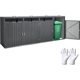 Vevor Mülltonnenbox 4x 240 L 150 x 80 x 110 cm silber