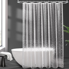 AooHome Duschvorhang Transparent, 180x200cm mit 5 Magnete unten, Antischimmel Wasserdicht Duschvorhänge mit 12 Ringe Hexagon Muster, Wasserfest für Badewanne Bad Vorhang