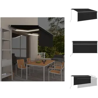 vidaXL Markise Manuell Einziehbar mit Rollo & LED 3x2,5 m Anthrazit - Markisen - Grau