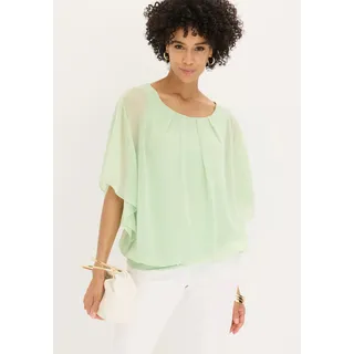 Chiffonbluse BONPRIX "Chiffonbluse mit Untertop", Damen, Gr. 46, grün (softsalbei), Web, Obermaterial: 100% Polyester. Futter: 100% Viskose, oversize, Blusen Chiffonbluse, Oversize-Passform, für festliche Anlässe, mit elastischem Bund, Topseller