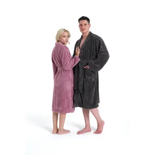 my home Unisex-Bademantel »Lillou Kimono«, (1 St.), kuschelig weicher Fleece, für Damen und Herren, XS-3XL my home anthrazit XL