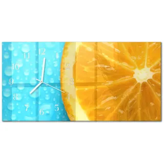 Tulup Wanduhr aus Glas 60x30 cm - Orange , Rechteckig , 60x30x0.4 cm , Dekoration, Uhren, Wanduhren