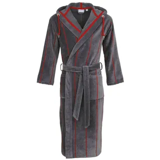 Carl Ross Herrenbademantel 530300, Langform, Velours, Kapuze, Gürtel, Langform grau 48/50