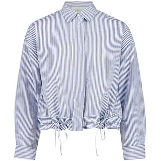 Klassische Bluse CARTOON "Streifenbluse mit Raffung", Damen, Gr. 38, blau (blau, weiß), Obermaterial: 82% Viskose CV. 18% Polyamid PA., Blusen Klassische Bluse