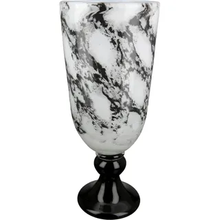 Casablanca by Gilde Tischvase »Pokal Vase Trophy, mit Marmorfinish« dekorative Vase aus Glas, Blumenvase, schwarz-weiß