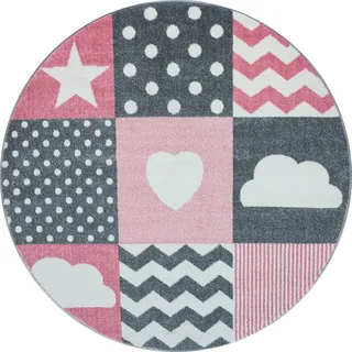 Ayyildiz Kinderteppich »Kids Grau/Weiß/Pink Ø ca. Ø:160cm,