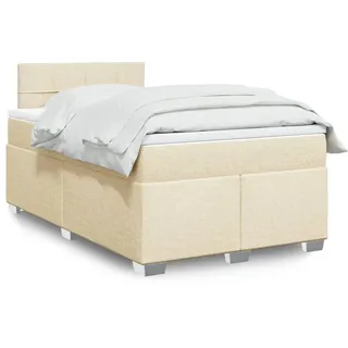 Langlebige Boxspringbett mit Matratze Creme 120x200 cm Stoff Gästebett mit Lattenrost Möbel4692571 - Creme