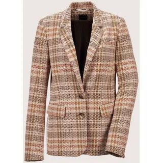 Jackenblazer MADELEINE "Blazer Zweireihiger Blazer", Damen, Gr. 38, beige (berber, multicolor), Obermaterial: 45% Polyester PES. 45% Viskose CV. 9% Polyamid PA. 1% Elasthan EL., Modern, normal, Blazer Jackenblazer