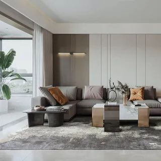 HAMID – Zeitgenössischer Wollteppich Alpes, moderner weicher Teppich, Großer Teppich für Wohnzimmer, Schlafzimmer, Wohnzimmer (Elfenbeingrau, 350 x 250 cm)