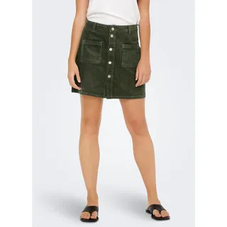 Cordrock JDY "JDYSHIRAZ CORDUROY SKIRT PNT DIA", Damen, Gr. XS (34), grün (forest night), Cord, Obermaterial: 100% Baumwolle, unifarben, kurz, Röcke Cordrock