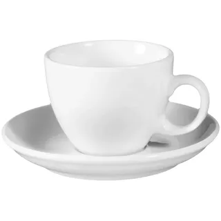 Tasse SELTMANN WEIDEN "Cappuccinotasse mit Untertasse VIP. 220 ml weiß", weiß, B:14,7cm H:7,2cm Ø:14,7cm, Porzellan, Trinkgefäße, Tasse, Spülmaschinenfest, Mikrowellensicher, Ofenfest