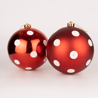 60 mm/6 Stück Weihnachtskugeln, bruchsicher, rot, weiß, gepunktet, Weihnachtsbaumschmuck, Kugel, Ornamente, Kugeln, Weihnachtsdekoration, Urlaubsdekoration, glänzend, matt, glitzernd