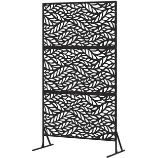 Sichtschutz Schwarz 100 x 50 x 180 cm Stahl, Moderner Sichtschutz für Garten und Terrasse, Outdoor Raumteiler - Schwarz