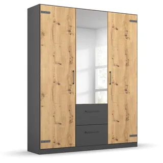 Rauch Drehtürenschrank »Holmes« im Industrial Style, mit Schubkästen, mit oder ohne Spiegel grau