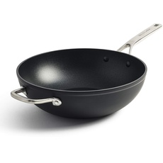 KitchenAid Forged Hardened Wok (30cm/5L), hart anodisiert, PFAS-freie keramische Antihaftbeschichtung, Induktionsgeeigent, Backofengeeignet, Spülmaschinengeeignet, Schwarz