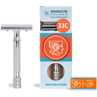 Merkur 33C Rasierhobel Messing-Griff geschlossener Kamm glanzverchromt MERKUR Solingen