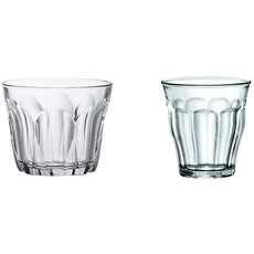 Duralex 1038AB06A0111 Provence Trinkglas, Wasserglas, Saftglas, 160ml, Glas, transparent, 6 Stück & 1024AB06/6 Becherglas, 130 ml Fassungsvermögen, transparent, 6 Stück
