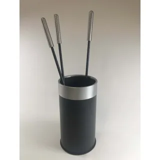 Kaminbesteck 3-teilig mit Behälter Anthrazit/Edelstahl
