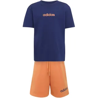 adidas Unisex Kids ESSENTIALS LINEAR LOGO T-SHIRT Set dark blue/Dusky Orange, 3-4 Years