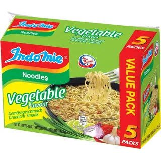Indomie Instant Nudeln Gemüse 5er Pack - 75g | Authentische indonesische Instantnudeln, weltweit beliebt, schnelle Zubereitung für unterwegs