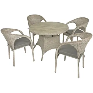 Garden Pleasure Garten-Essgruppe »BASTIA« 5 Stk. tlg. mit bequemer Polsterung, beige