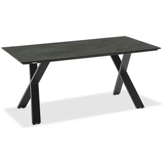 Niehoff Garden Gartentisch , Anthrazit, Graphitfarben , Kunststoff , Betonoptik , rechteckig , X-Form , 95x76x200 cm , wetterbeständig , Gartenmöbel, Gartentische, Gartentische