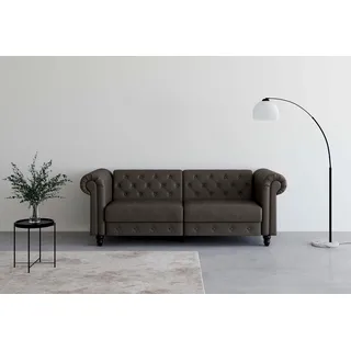 Dorel Home 3-Sitzer »Felix, Schlafsofa 236 cm, (Liegefläche 108x190cm), Rückenlehne« 3-fach verstellbar, Velours, Kunstleder, Luxus-Microfaser Vintage, grau