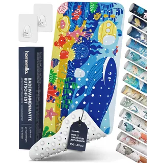 homerella Badewannenmatte Kinder & Baby rutschfest 100x40cm inkl. 2 Haken