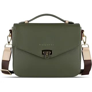 bugatti Ella Classic Bag für Damen, Umhängetasche aus Kunstleder, Henkeltasche, olive
