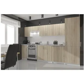BDW Vorratsschrank Küche, Küchenschrank, Hochschrank, Weiss / Eiche Sonoma - Weiß, Braun