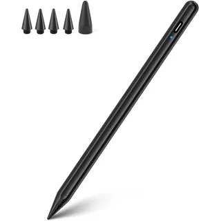 Stylus Stift für iPad 2018-2025,iPad Stift 2.Generation mit Palm-Ablehnung, Neigungsempfindlich, Magnetische Stylus Pen für iPad 6./7./8./9./10./Air 3./4./5./ Mini 5./6./Pro 11/Pro12.9 (Schwarz)