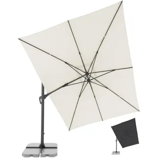 Doppler großer Pendelschirm Jack 300x400cm Natur I Sonnenschirm für Terrasse I Ampelschirm neig- und schwenkbar I Kurbelschirm UV-beständig aus Aluminium I Multifunktions-Pendelschirm