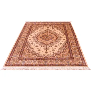 morgenland Seidenteppich »Ghom - Seide Medaillon 200 x 128 cm«, rechteckig, 4 mm Höhe, Unikat mit Zertifikat, beige