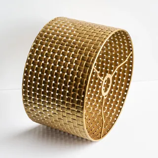 Runder Rattan Lampenschirm Boho,Stylisches Upgrade Lampenschirm für Tischleuchte,Hänge- und Stehleuchte,alle Innenräume (Golde Gitter, 30cm durchmesser 18cm höhe)