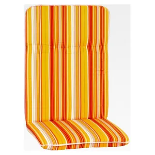 Hochlehner Auflagen Hawaii 6er Set - 114x47 cm Orange Gelb Weiß Gestreift - Gartenmöbel Auflage mit 5 cm Polster und Gummi-Halteband
