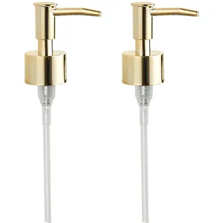 BGL Gold Spender Pumpenköpfe 2 Stück, Ersatz Seifenspenderpumpe mit Kunststoffschlauch für die meisten Flaschen (25-27 mm) Nachfüllen von Seife, Waschmittel, Shampoo, Duschgel Universal