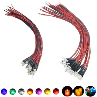 Vrabocry 20 Stück 5mm Orange Kerze Flackern Lichter LED Emitting Dioden Pre Wired 7.9 Zoll DC 9-12v LED Licht klar rund oben Kleine LED Lampen