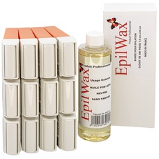 EpilWax - Nachfüllpackung mit: 12 Roll-on-Patronen mit Honig, 1 Packung mit 100 Vliesstreifen zur Haarentfernung und 1 Flasche mit 250 ml neutralem Öl nach der Haarentfernung (Argan)