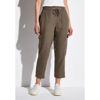 STREET ONE Damen, A378741 Leinenhose im Cargo-Look, Acron Brown, 46W x 28L