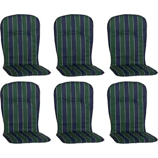 Beo Sitzauflage Hochlehner Mono 6er-Set Grün-Blau gestreift