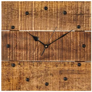 Wanduhr Holzuhr Wohnzimmer lautlos quadratisch aus Mangoholz massiv