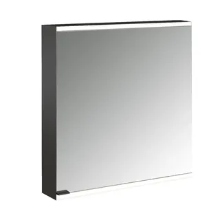 emco prime 2 Lichtspiegelschrank, 600mm, eine Tür, Anschlag rechts, mit verspiegelten Seitenwänden, Aufputzmodell, 949713522, Farbe: schwarz/spiegel