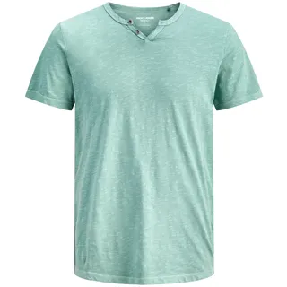 JACK & JONES JJESPLIT NECK TEE mineral blau S