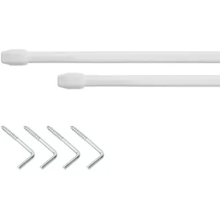 Lichtblick Vitragestange 11 mm, ausziehbar - Weiß, 2 Stück, schnelle und einfache Aufhängung von Scheibengardinen 80-140 cm