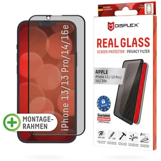 Displex Privacy Full Cover Panzerglas (10H) für Apple iPhone 13/13 Pro/14/16e