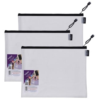 Snopake 15839 Zippa-Tasche für Foolscap-Format, hohe Kapazität, EVA-Netz, 360 x 275 mm, transparent/schwarz, 3 Stück